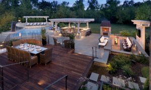 Deck With LED Lighting, Fire Pit & Outdoor Kitchen Northbrook IL