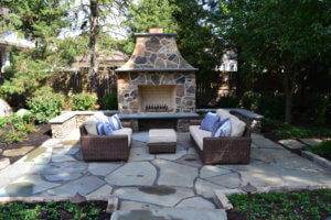 Outdoor Fireplace With Seating Northbrook IL