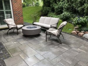 unilock paver patio furniture fire pit landscaping winnetka il