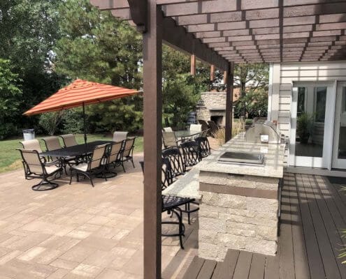 paver patio pergola built in grill bar deck outdoor dining libertyville il