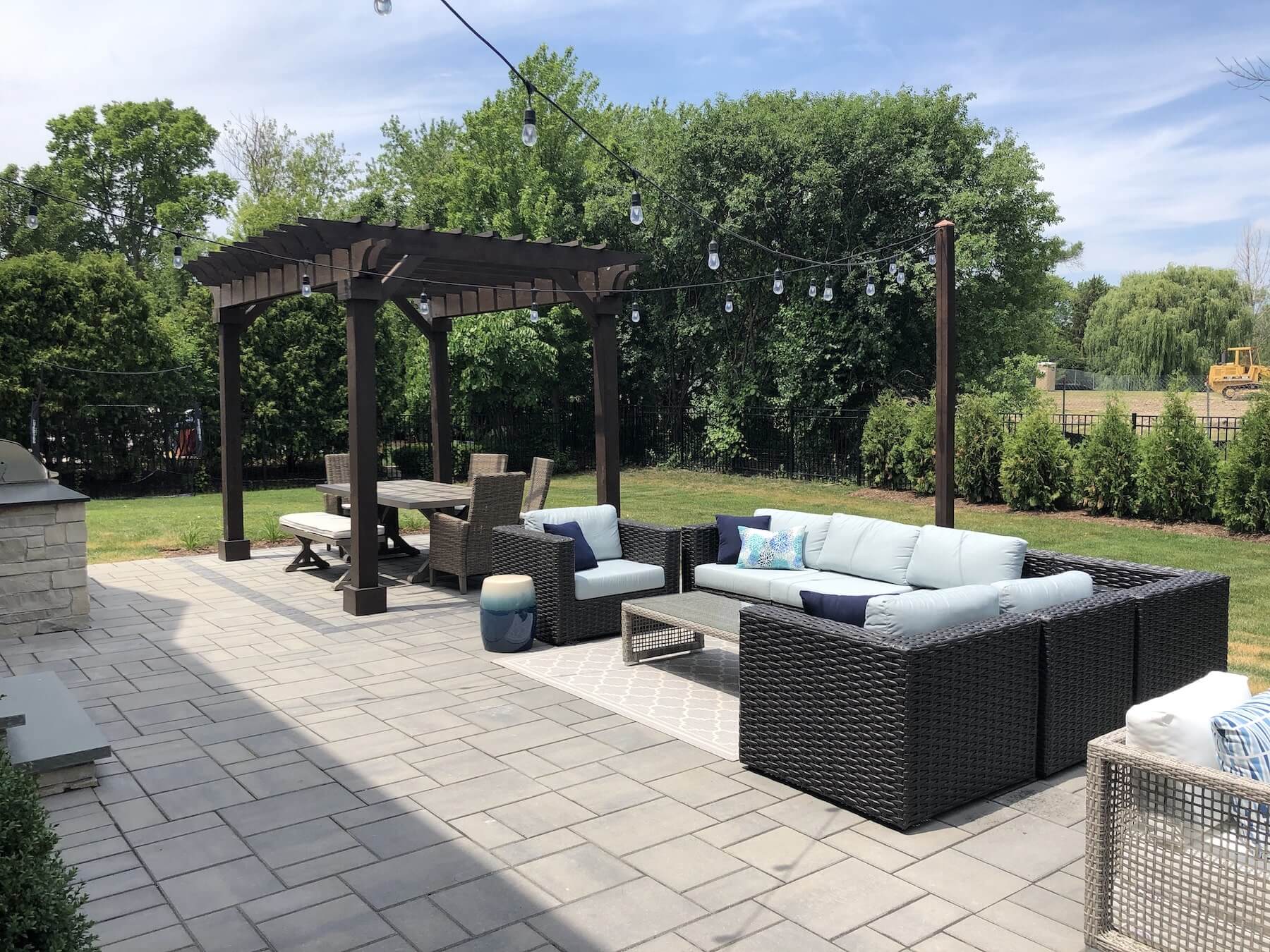 pergola paver patio outdoor kitchen fire pit great oaks landscaping northbrook il