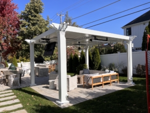 Pergola with heaters and TV northbrook, il