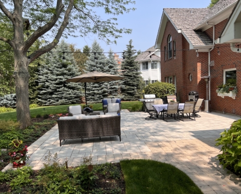 Paver patio project with plantings and fire pit Libertyville IL