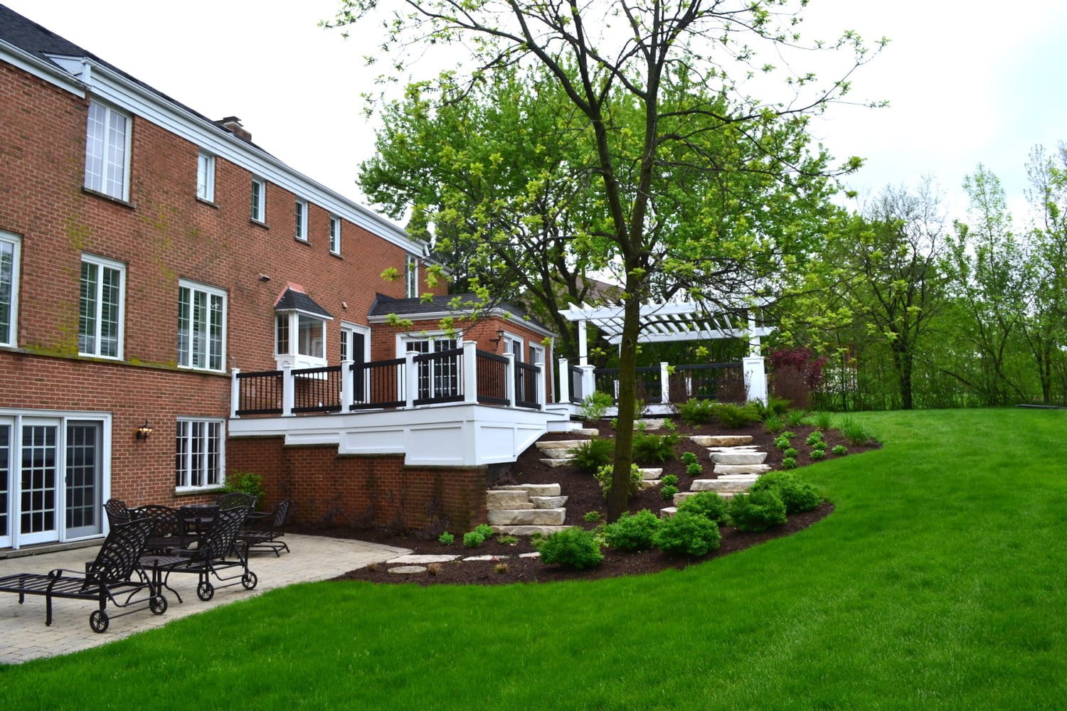 Deck With Pergola And Terraced Landscaping - Landscape Design Build ...