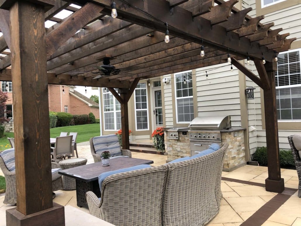 Pergola With Outdoor Kitchen - Landscape Design Build Contractor ...