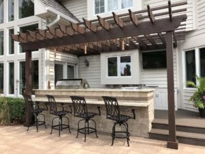 paver patio pergola built in grill bar deck outdoor dining libertyville il