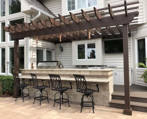 paver patio pergola built in grill bar deck outdoor dining libertyville il